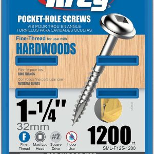 Kreg 1-1/4 #7 Fine WH Zinc Pocket Screw – 1200ct