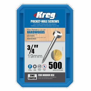 Kreg 3/4 #6 Fine Pan-Head Zinc Pocket Screw – 500ct